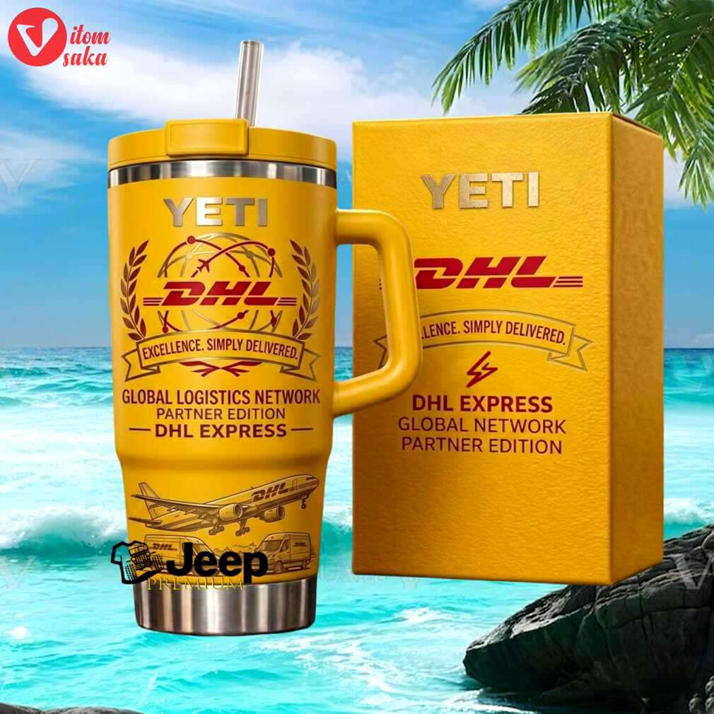 Dhl express global logistics network excellence partner edition yellow gift stainless steel insulated tumbler