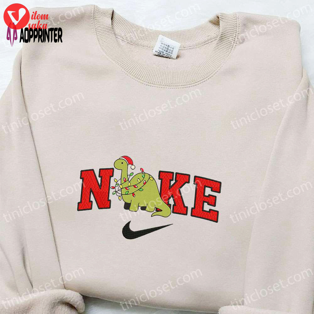 Dinosaur x nike embroidered christmas sweatshirt: cartoon shirt best gift ideas