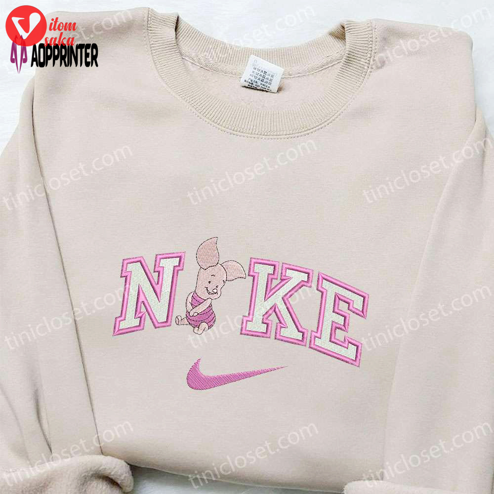 Disney characters embroidered shirt: nike x piglet cartoon tee