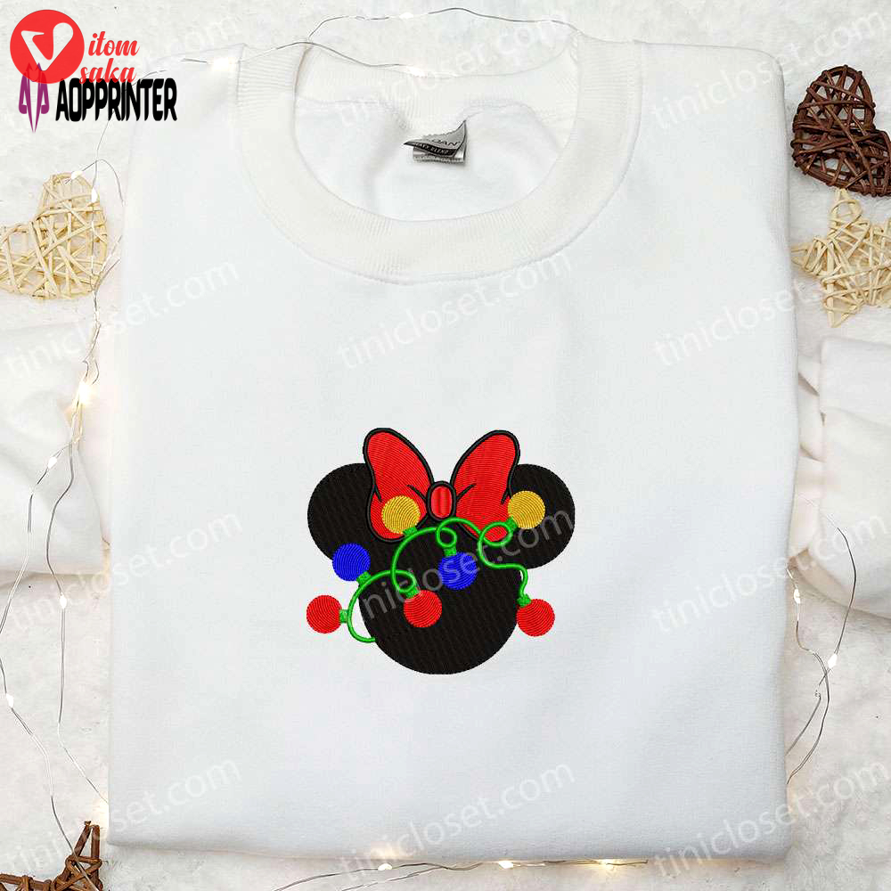 Disney christmas minnie head tangled lights embroidered t-shirt & sweatshirt – best gift ideas