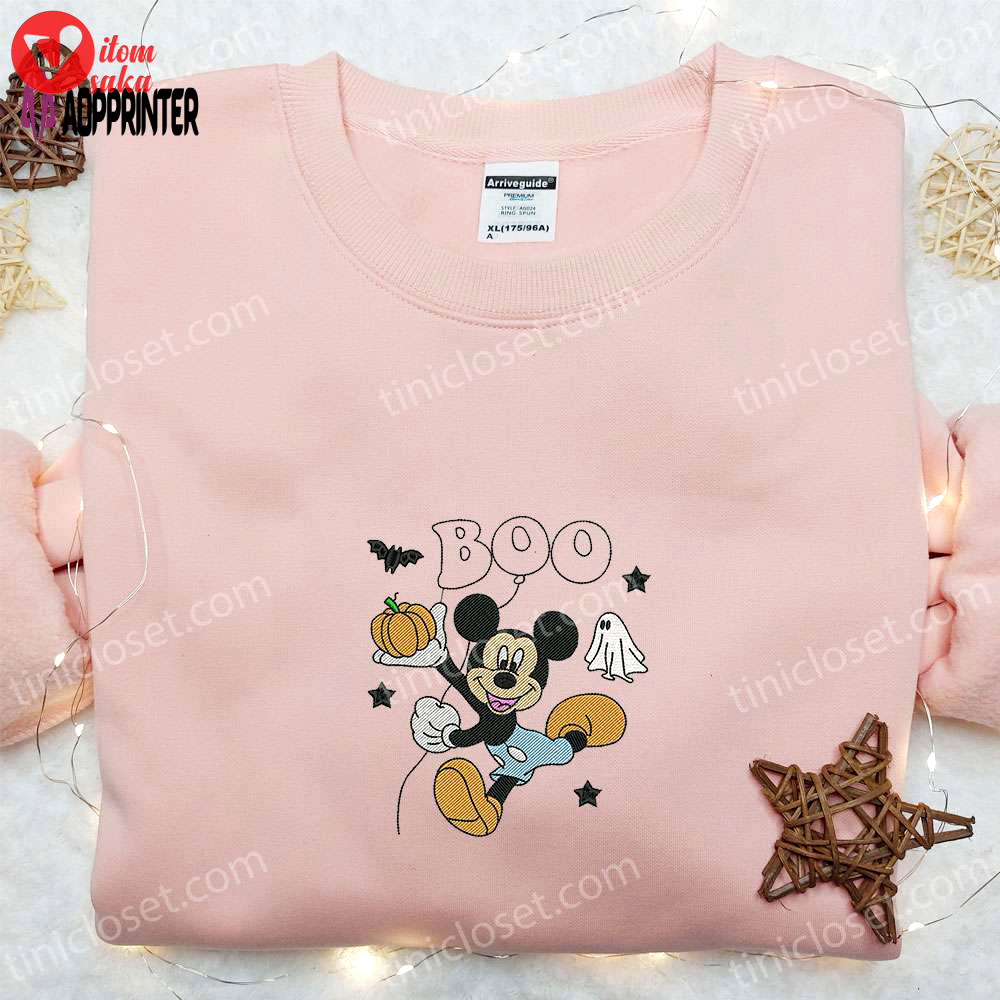 Disney halloween embroidered sweatshirt – spooky mickey boo design best gift idea