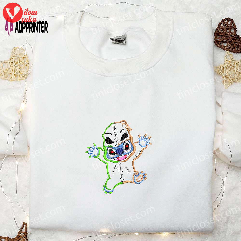Disney halloween stitch oogie boogie embroidered shirt: cute & spooky halloween shirt!