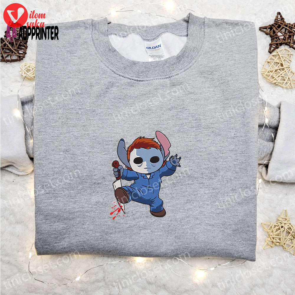 Disney lilo and stitch embroidered hoodie: michael myers stitch sweatshirt best gift idea