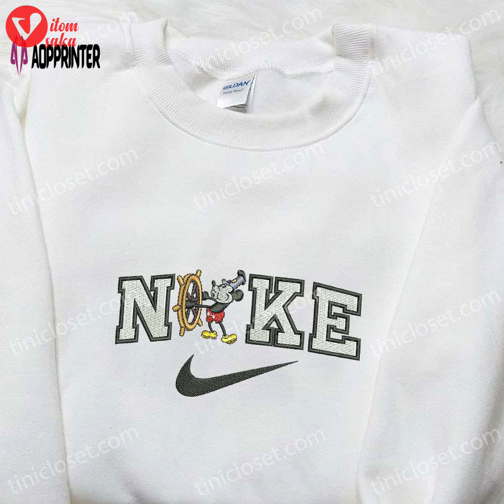 Disney mickey mouse x nike cartoon embroidered tshirt: authentic disney characters & nike inspired shirt