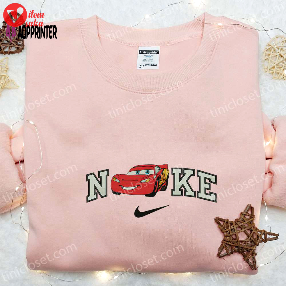 Disney pixar cars embroidered hoodie nike x lightning mcqueen sweatshirt & custom t-shirt