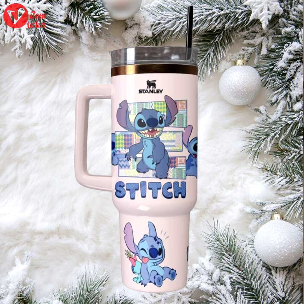 Disney stitch stanley tumbler 40oz with handle and straw, insulated stainless steel travel tumbler