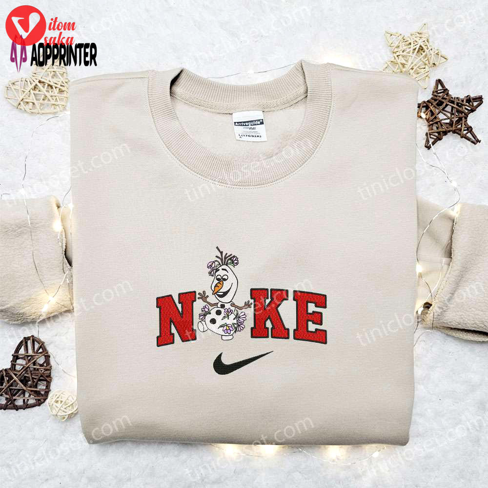 Disney x nike olaf christmas embroidered sweatshirt: festive disney characters shirt – perfect christmas gift