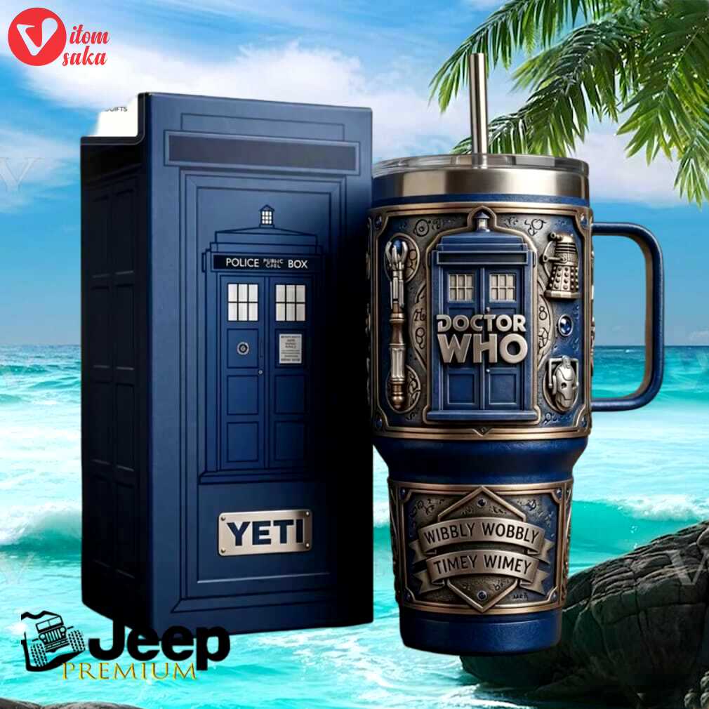 Doctor who tardis police box timey wimey sci fi fan gift 40oz stainless steel insulated tumbler