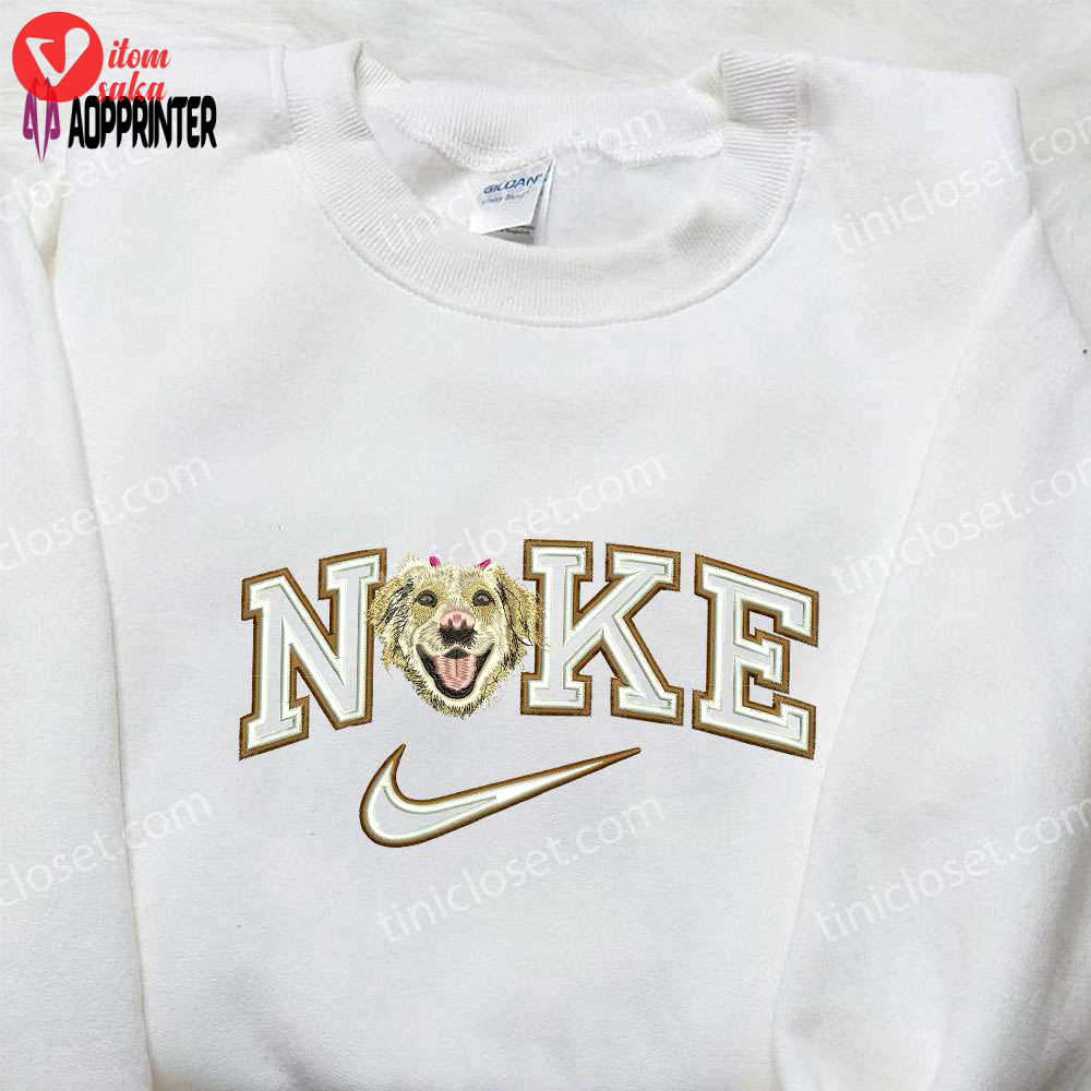 Dog smile x nike embroidered shirt: animal & custom nike tee