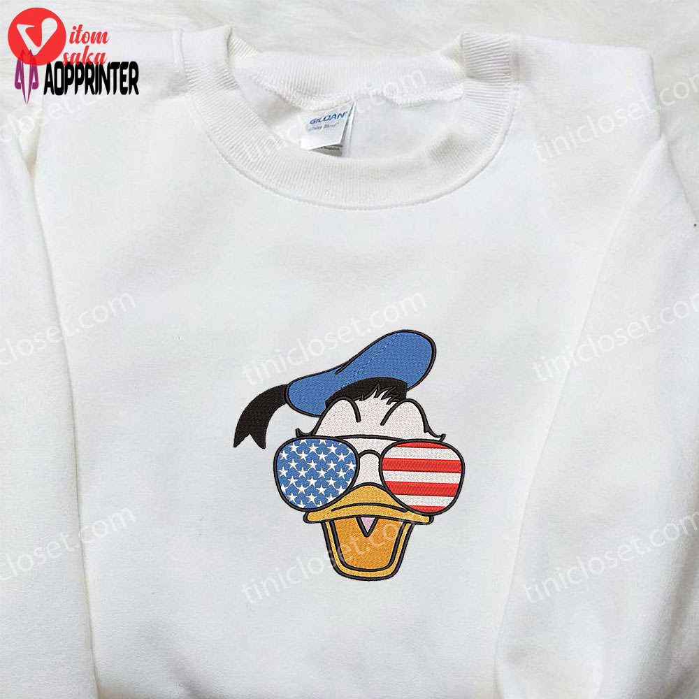 Donald duck american glasses embroidered shirt: perfect disney gift for national day
