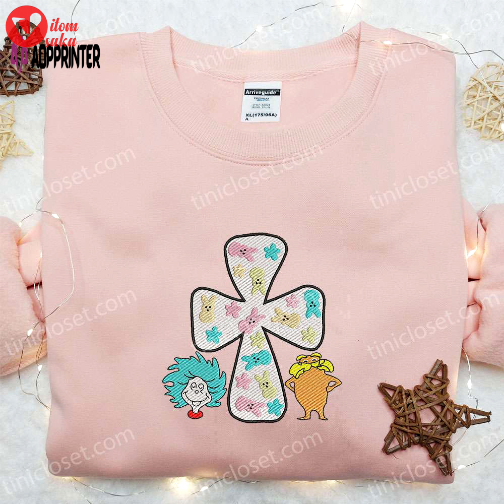Dr seuss easter cross embroidered shirt & thanksgiving hoodie: best gift idea