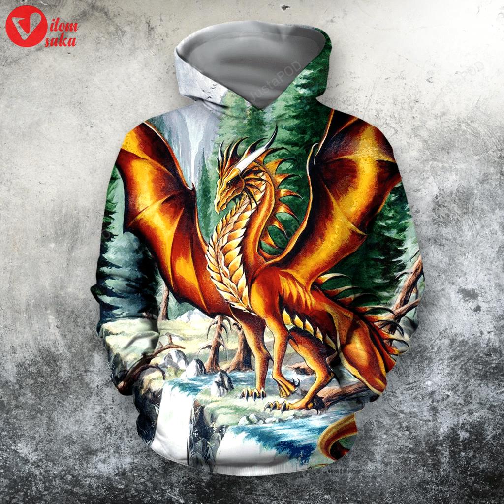Dragon art 3d all over print hoodie, zip-up hoodie