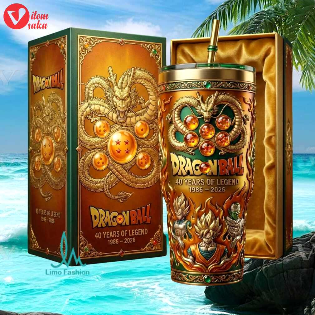 Dragon ball 40 years of legend 1986 2026 goku vegeta retro 20oz stainless steel insulated tumbler
