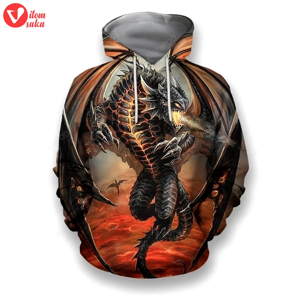 Dragon orange 3d all over print hoodie, zip-up hoodie