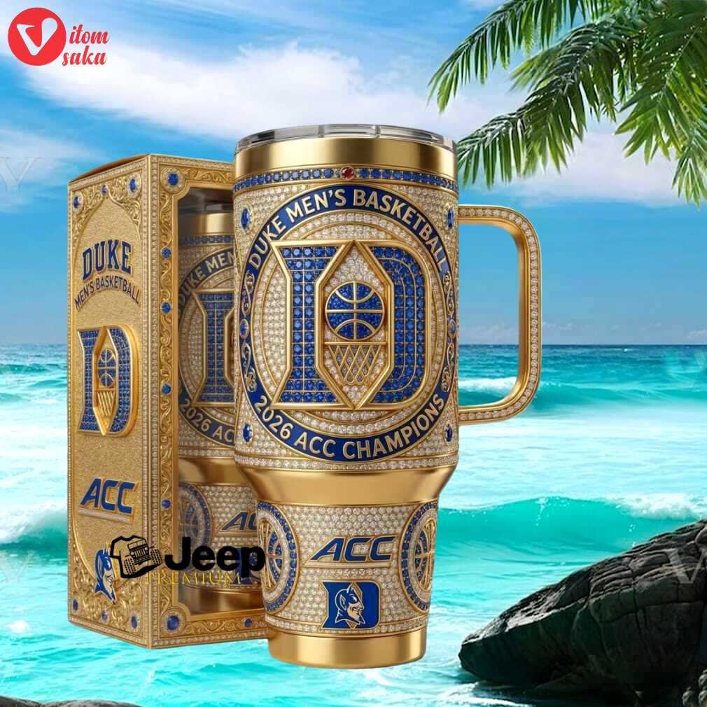 Duke men’s basketball 2026 acc champions blue devils gold luxury fan gift stainless steel insulated tumbler