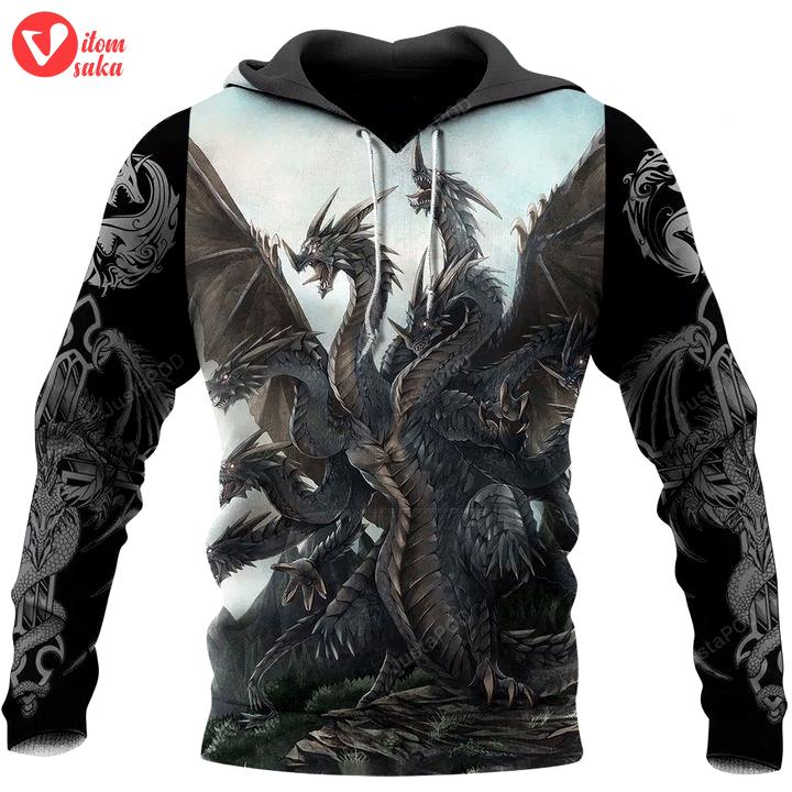 Dungeon dragon blue 3d all over printed hoodie, zip- up hoodie