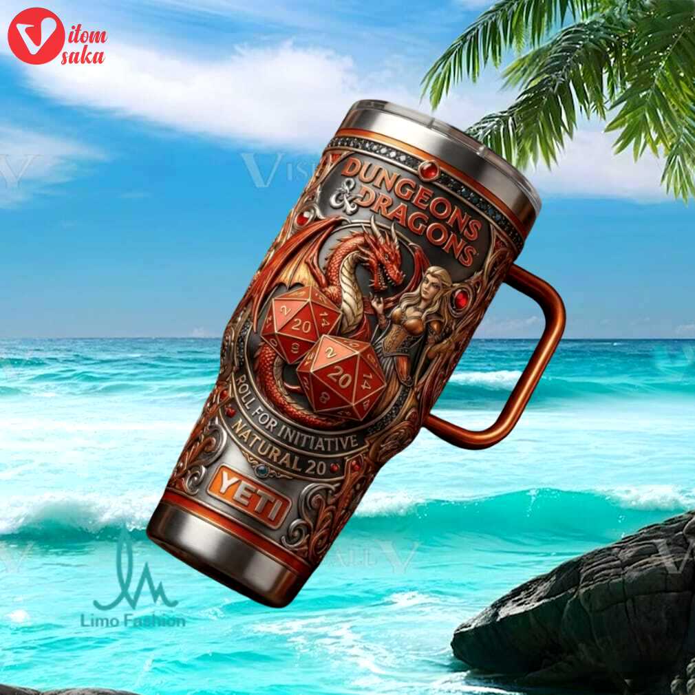 Dungeons and dragons natural 20 roll for initiative fantasy rpg gamer gift stainless steel insulated tumbler