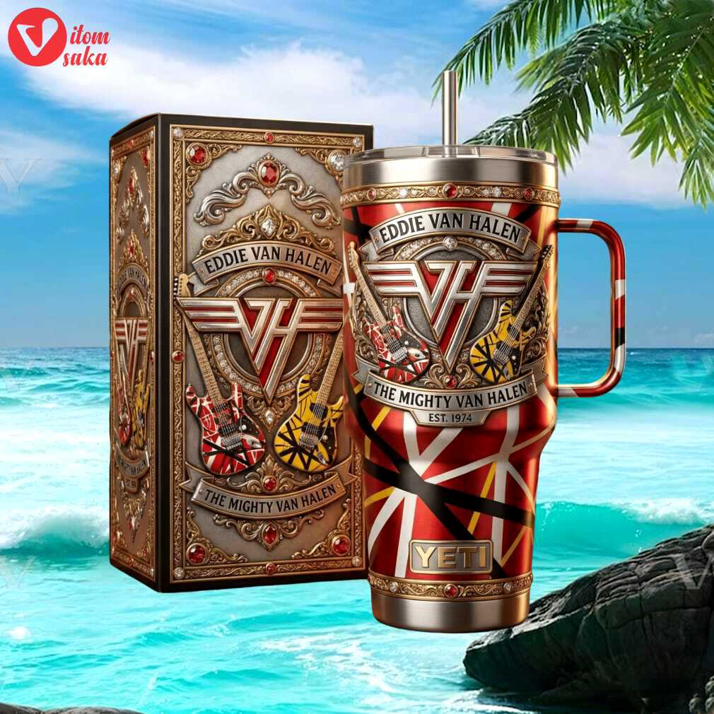 Eddie van halen “the mighty van halen” 3d tribute tumbler   iconic guitar stripes design