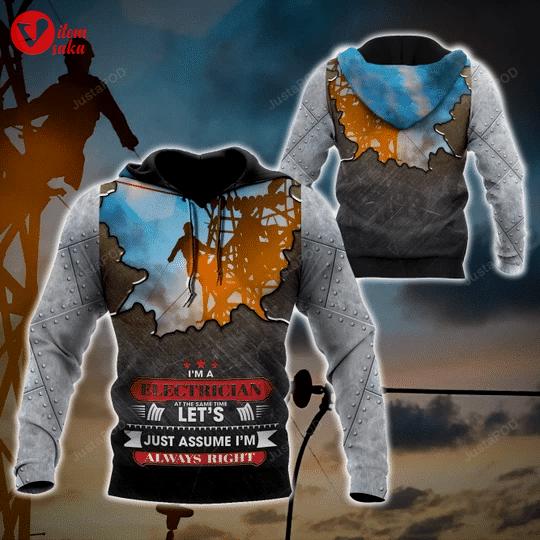 Electrician gray 3d all over printed hoodie, zip- up hoodie