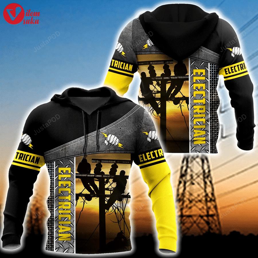 Electrician yellow 3d all over printed hoodie, zip- up hoodie