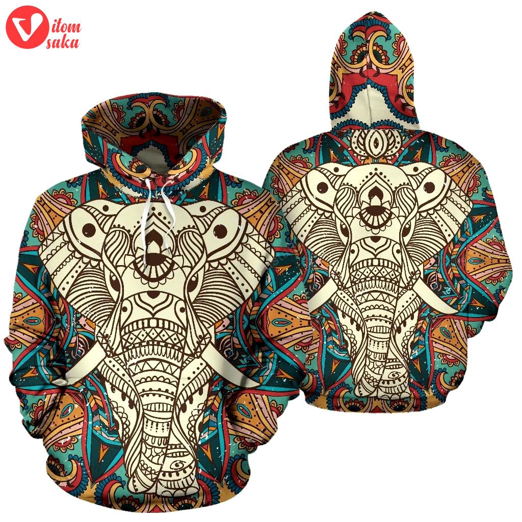Elephant 3d all over printed hoodie, zip- up hoodie