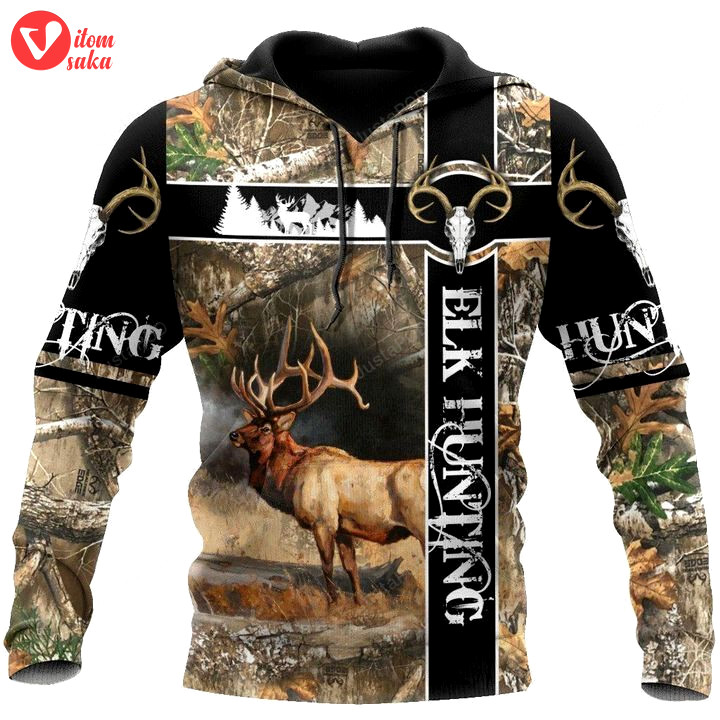 Elk hunting camouflage 3d all over printed hoodie, zip- up hoodie
