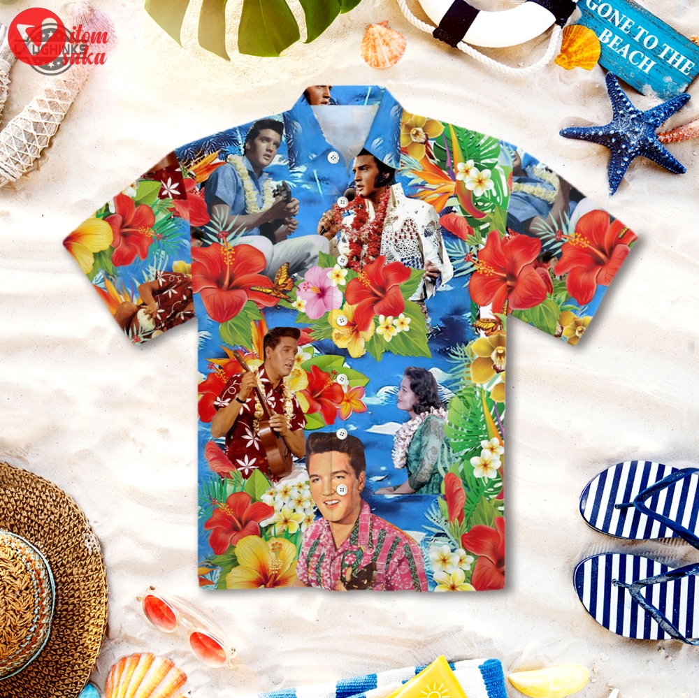Elvis hawaiian shirt and shorts elvis paradise hawaiian style shirt elvis blue hawaiian shirt elvis shirts for sale elvis presley aloha shirt
