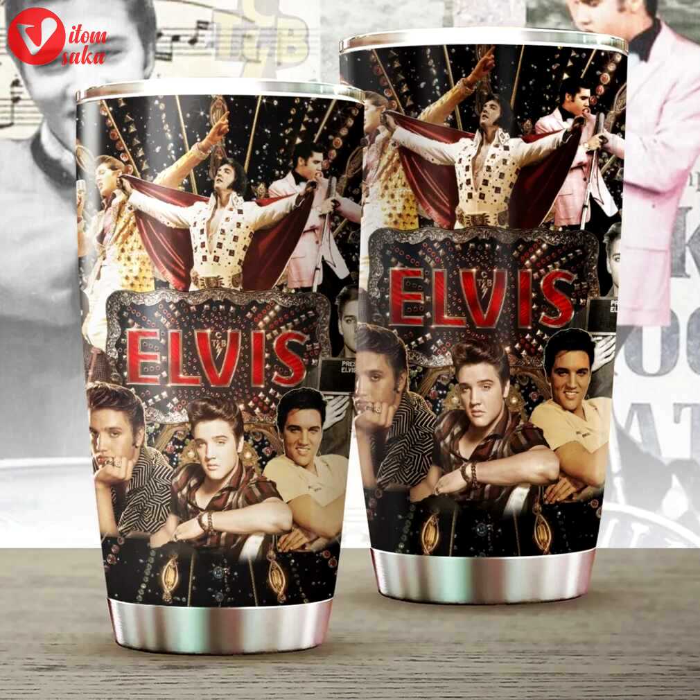 Elvis presley the king of rock and roll stainless steel tumbler