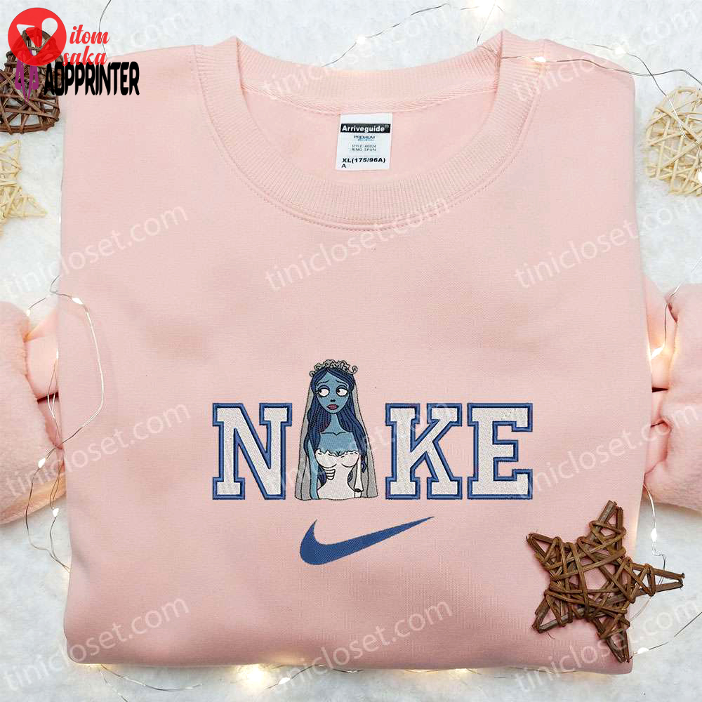 Emily corpse bride x nike embroidered sweatshirt: halloween hoodie & nike inspired shirt