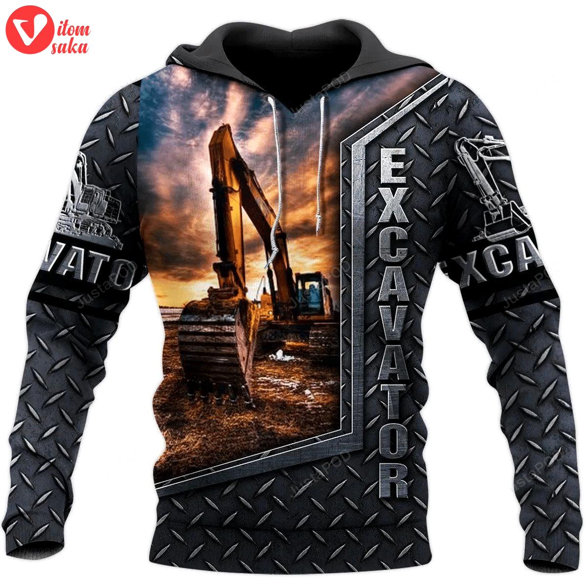 Excavator heavy equipment 3d all over print hoodie, zip-up hoodie