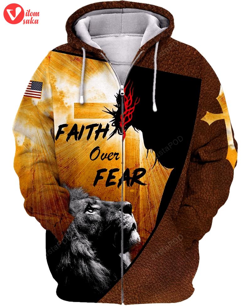 Faith over fear 3d all over print hoodie, zip-up hoodie