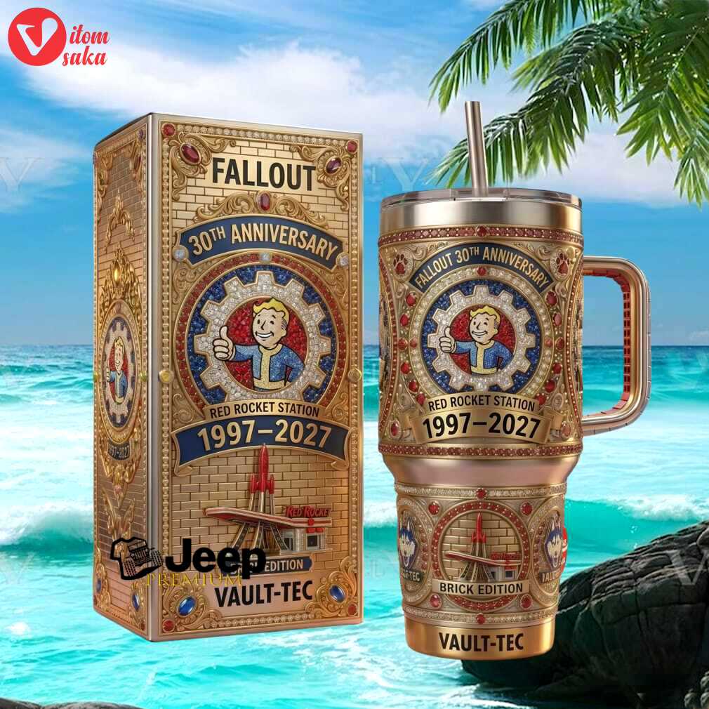 Fallout 30th anniversary 1997 2027 vault tec red rocket brick edition fan stainless steel insulated tumbler