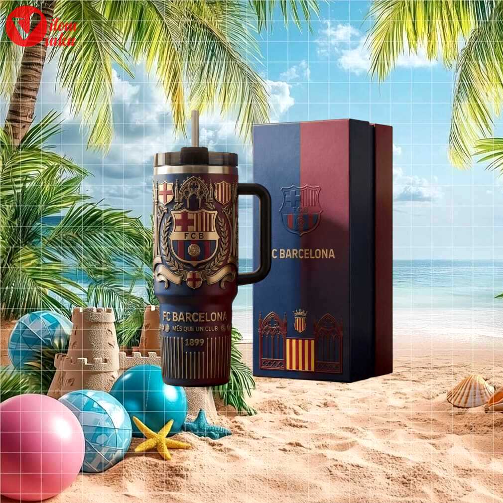 Fc barcelona mes que un club 1899 football style sports fan gift stainless steel insulated tumbler