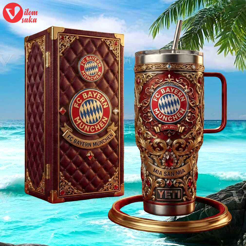 Fc bayern munchen “mia san mia” 40oz tumbler   luxury red & gold soccer fan tumbler