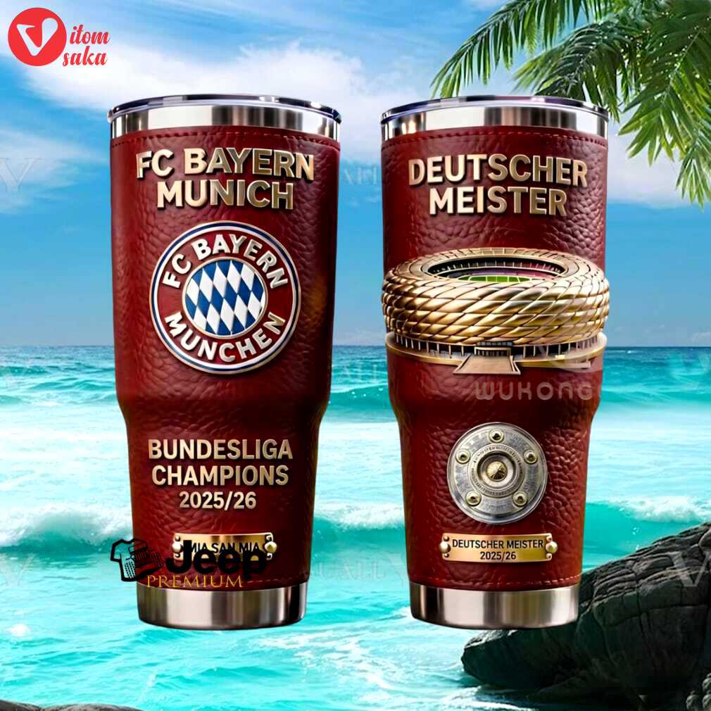 Fc bayern munich deutscher meister bundesliga champions 2025.26 soccer gifts for fans stainless steel insulated tumbler