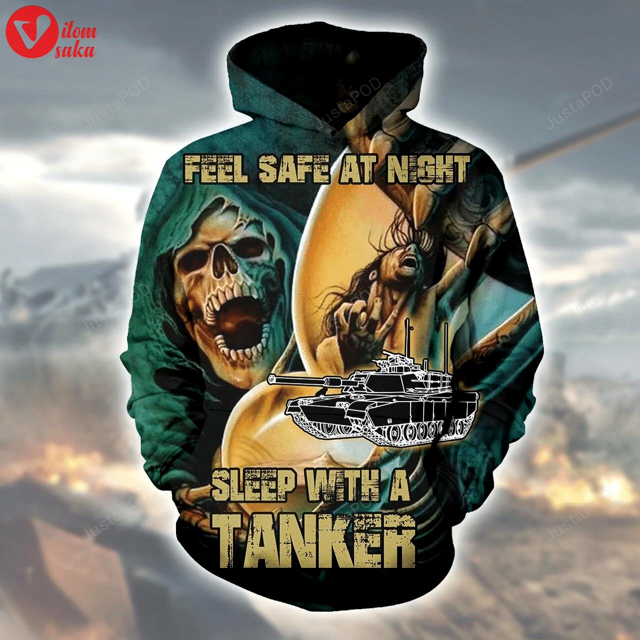 Feel safe night sleep with a tanker 3d all over printed hoodie, zip- up hoodie