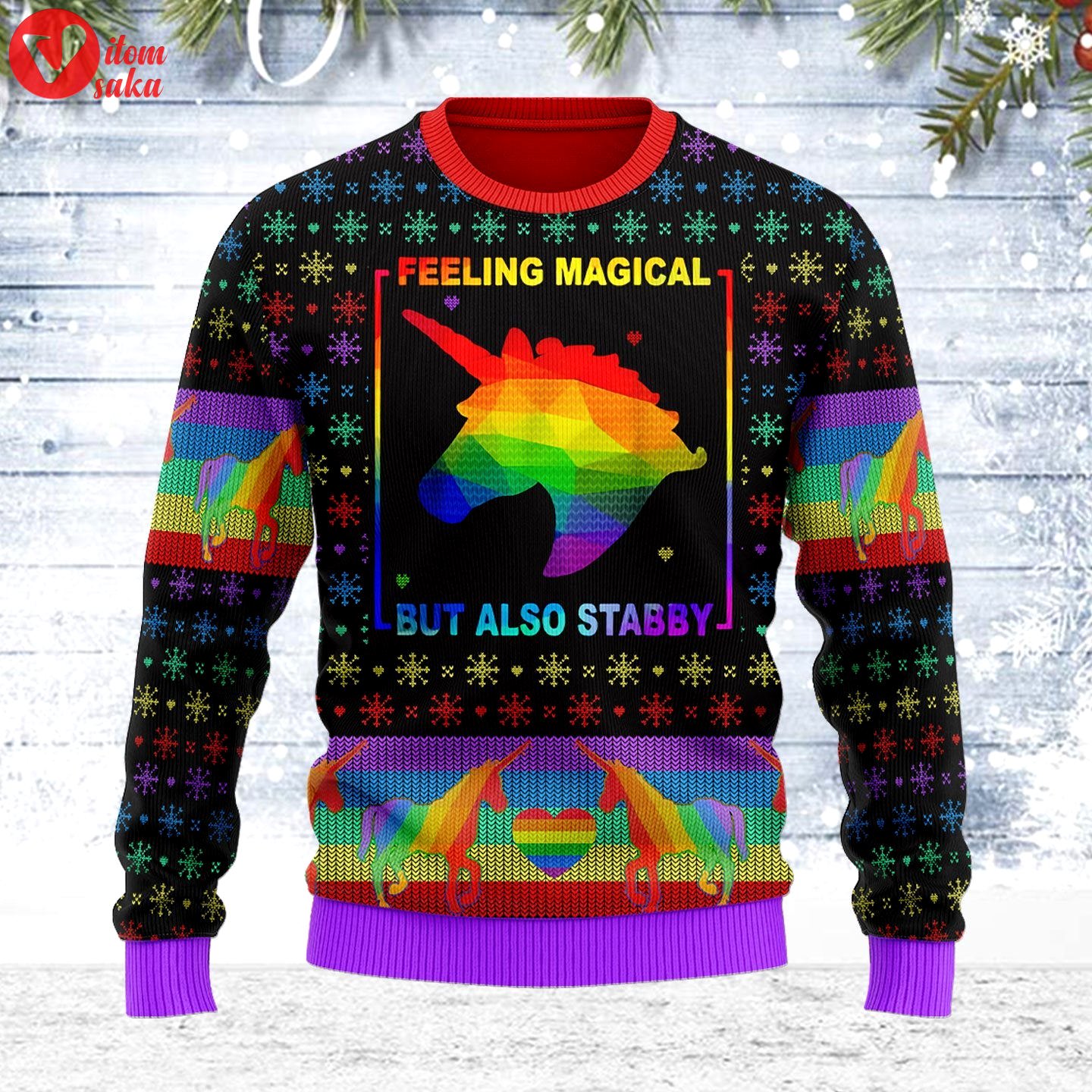 Feeling magical but also stabby ugly christmas sweater – stormmerch exclusive