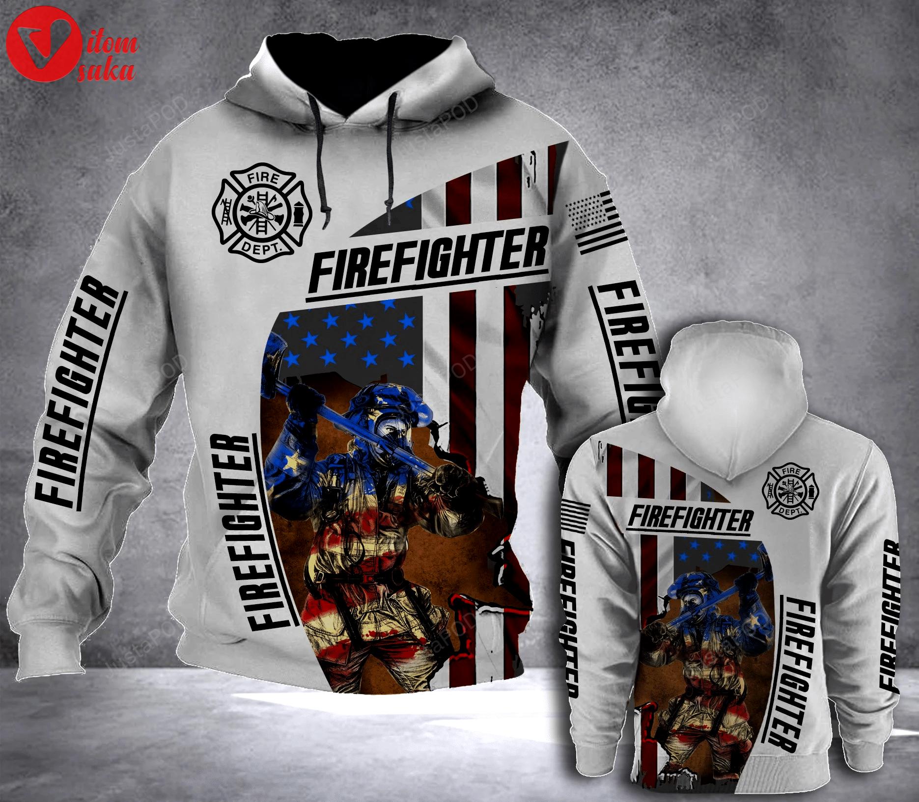 Firefighter flag 3d all over printed hoodie, zip- up hoodie