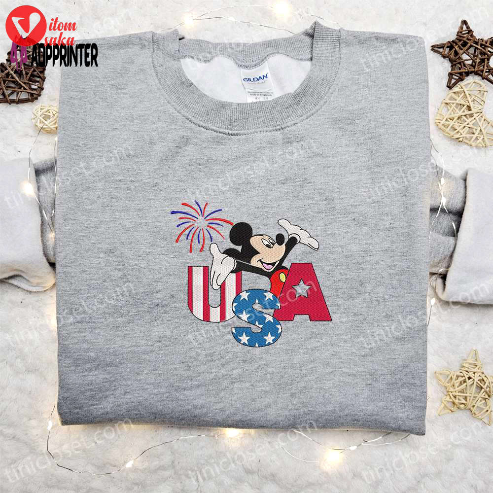 Firework usa mickey mouse embroidered shirt: best disney patriotic shirts