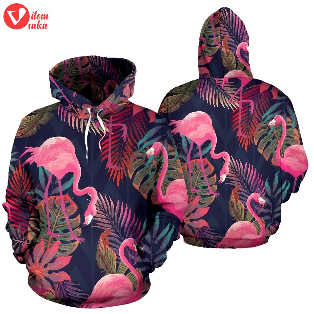 Flamingo pink pattern 3d all over printed hoodie, zip- up hoodie
