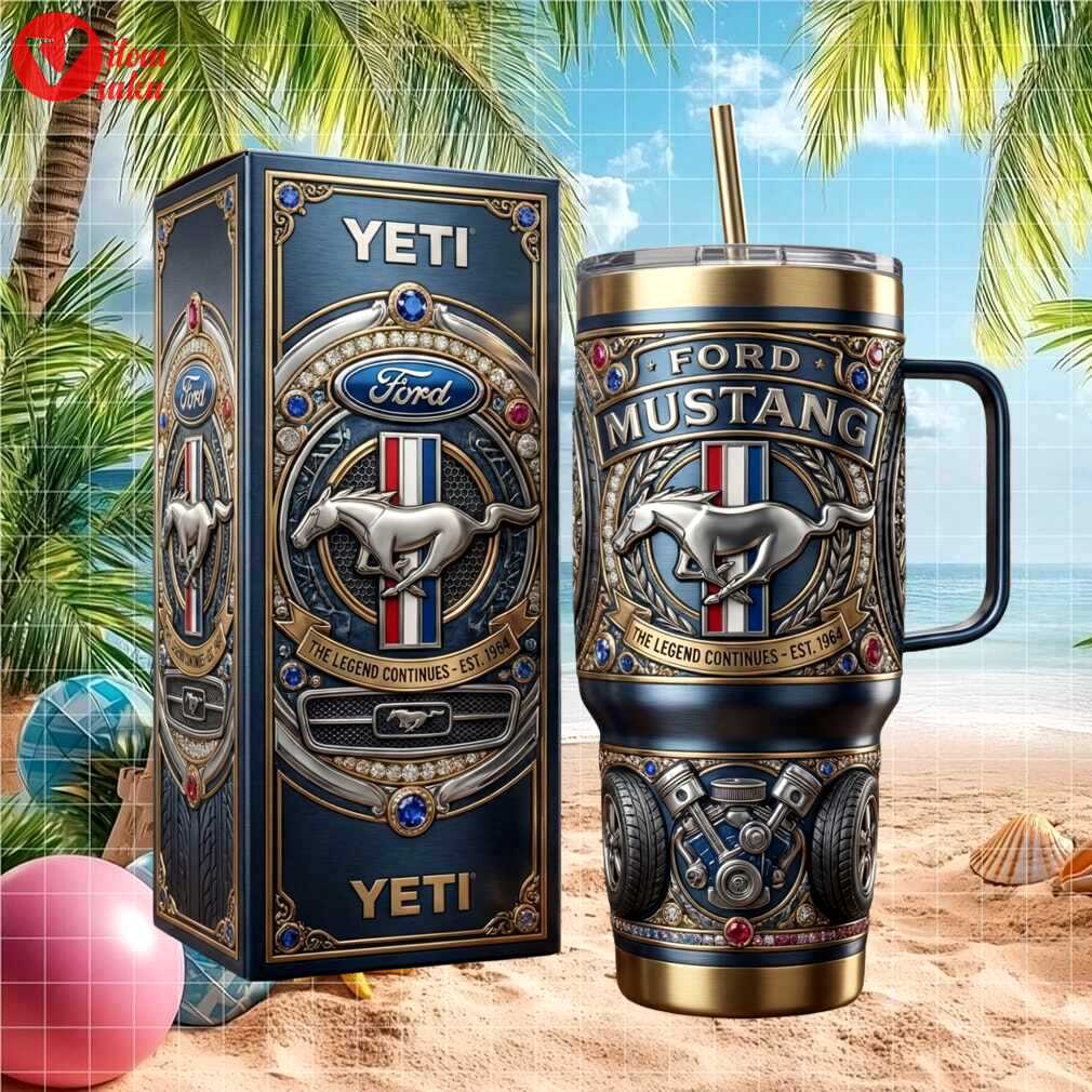 Ford mustang legend continues est 1964 vintage automotive muscle car gift stainless steel insulated tumbler
