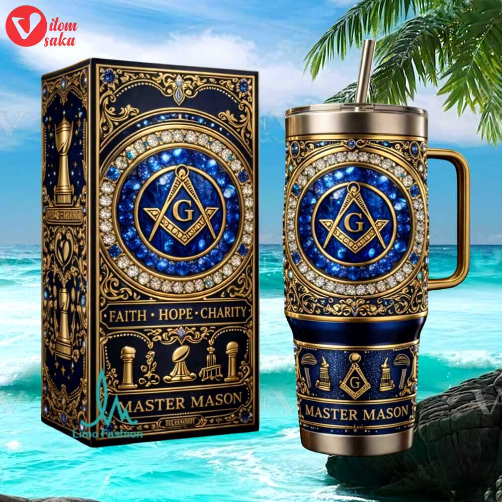 Freemason master mason faith hope charity square and compasses stainless steel insulated tumbler