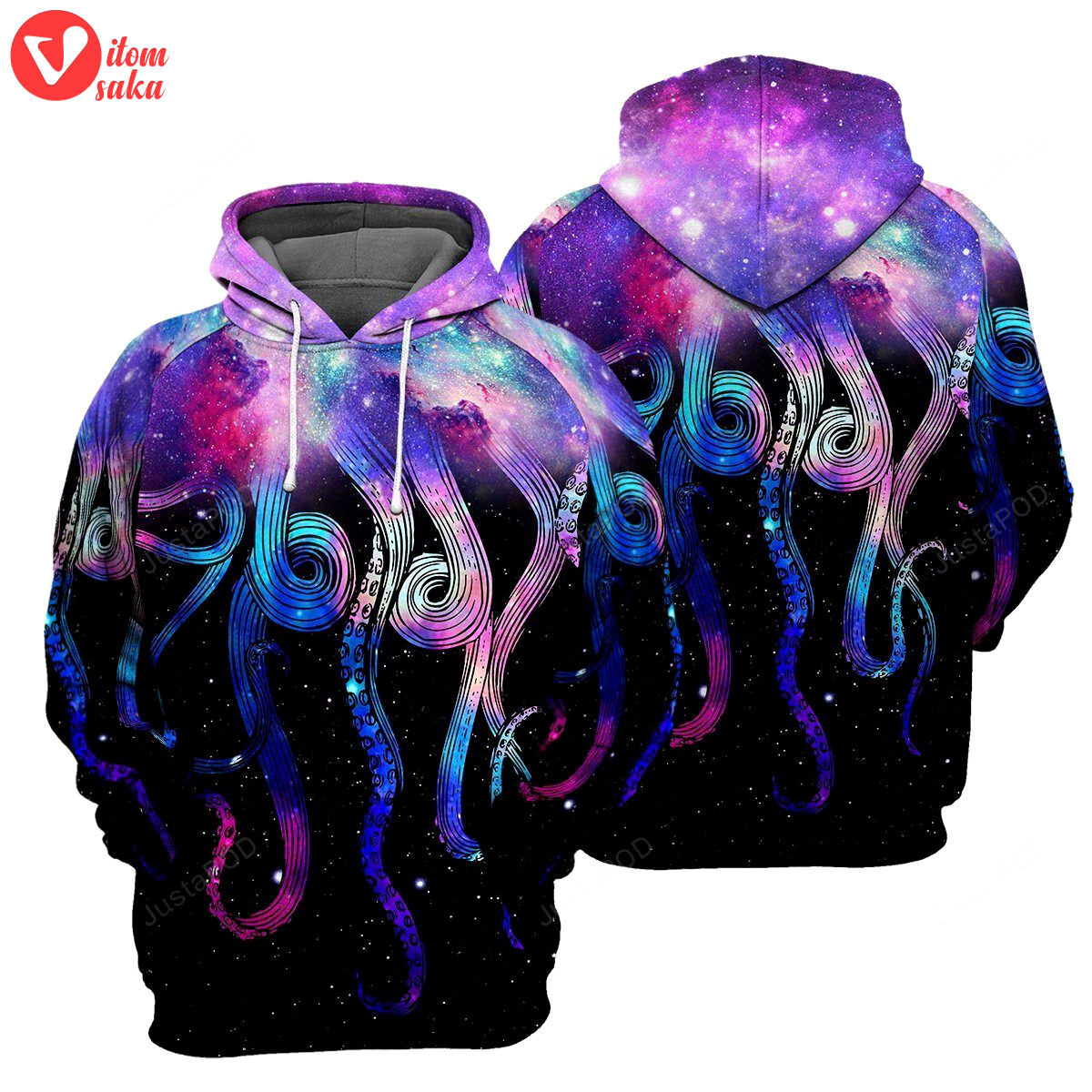 Galaxy octopus 3d all over printed hoodie, zip- up hoodie