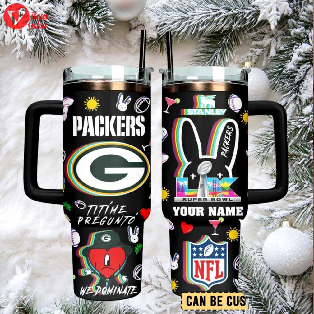Gb packers football x bad bunny custom stanley cup 40 oz tumbler with handle