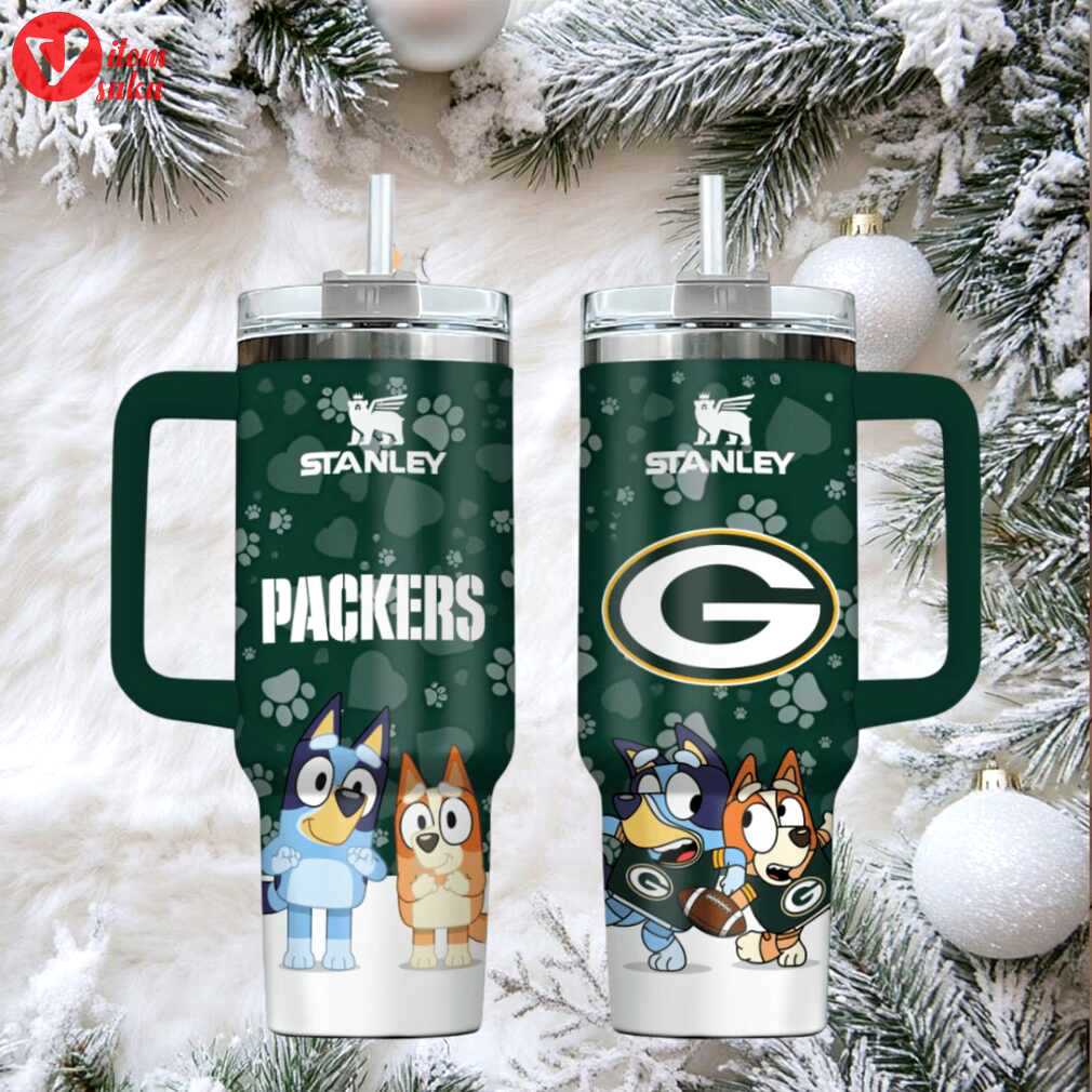Gb packers football x bluey custom stanley cup 40 oz 30 oz tumbler with handle