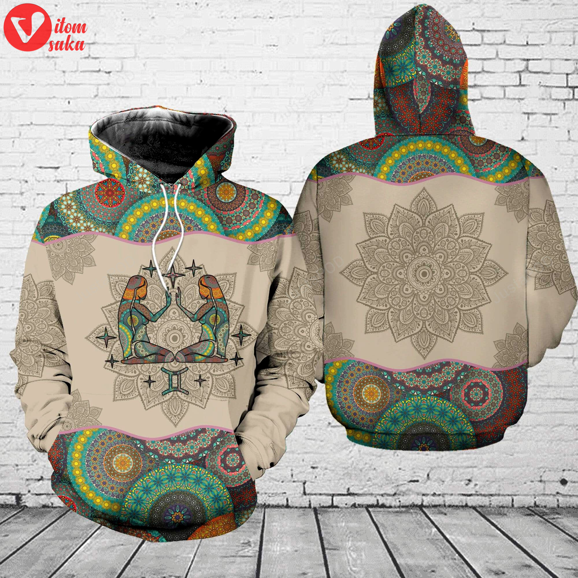 Gemini horoscope mandala 3d all print hoodie, zip- up hoodie