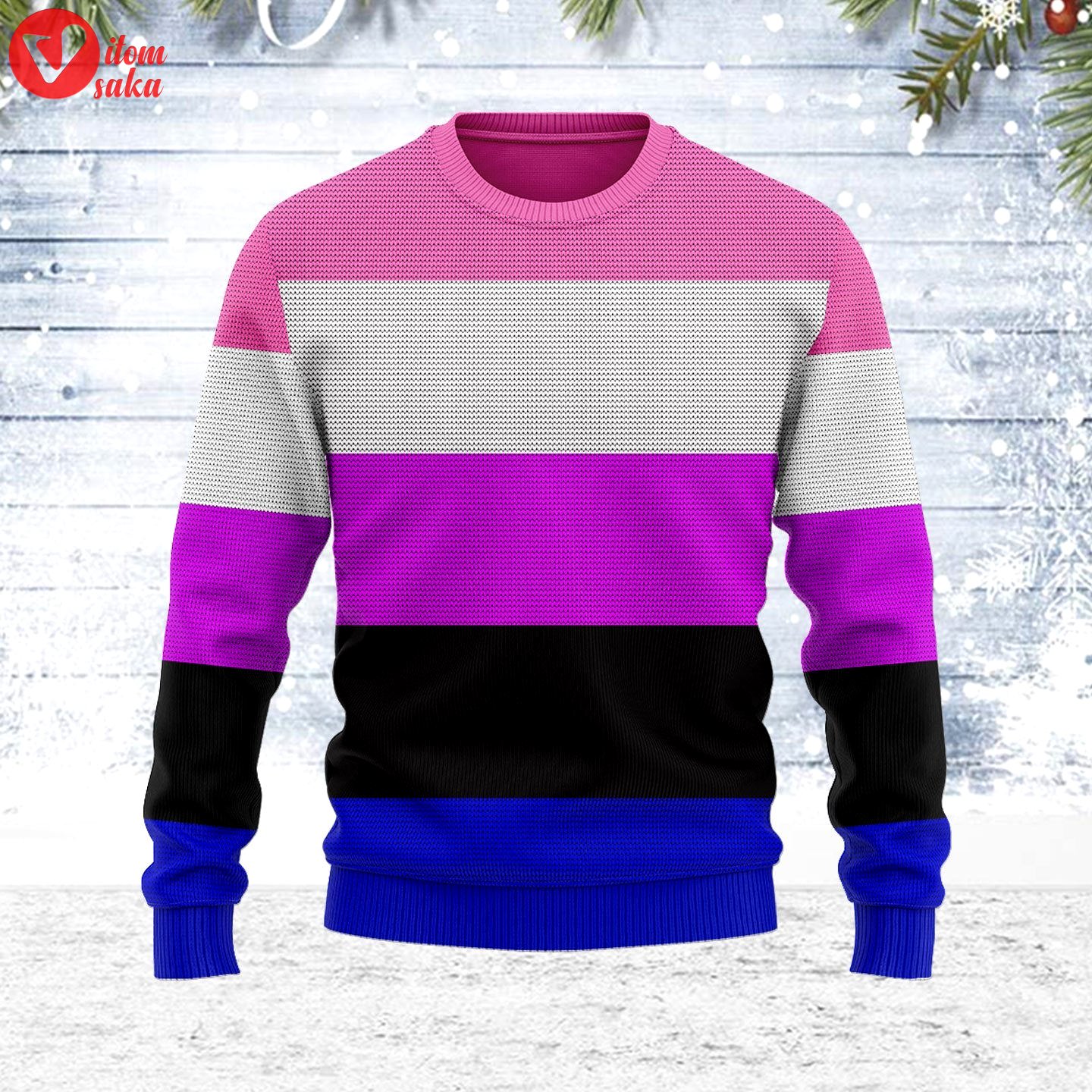 Genderfluid pride flag ugly christmas sweater – stormmerch exclusive