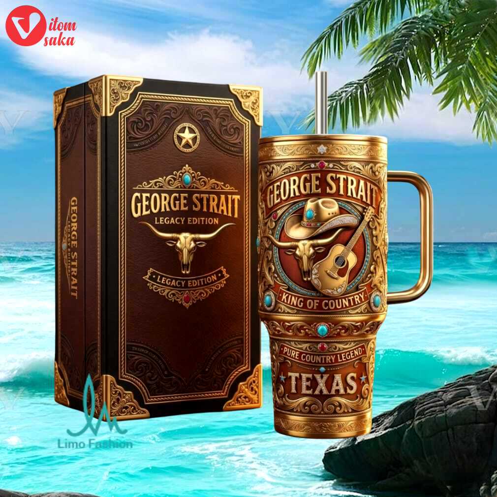 George strait legacy edition king of country texas vintage gold stainless steel insulated tumbler