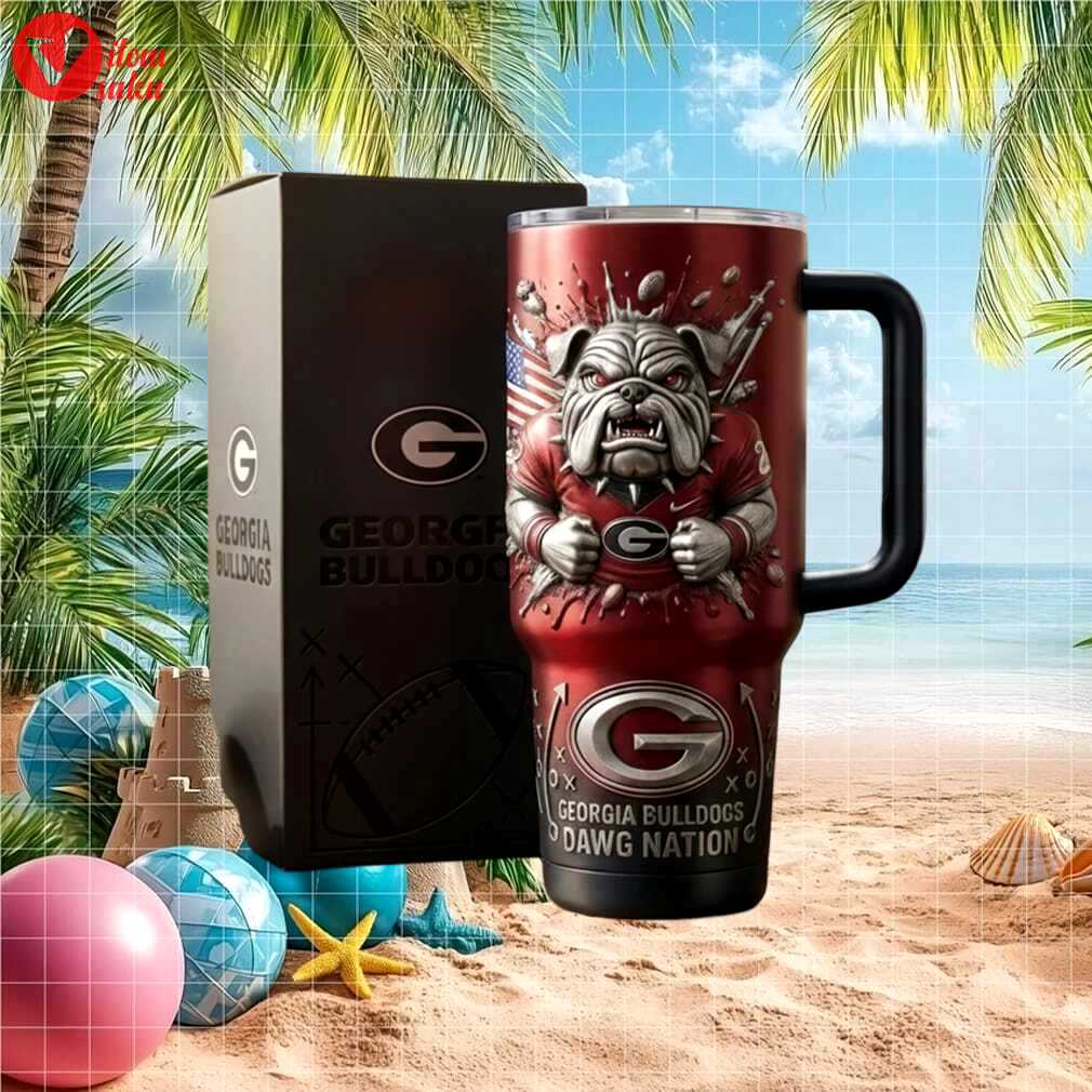 Georgia bulldogs dawg nation 3d mascot red steel tumbler with handle