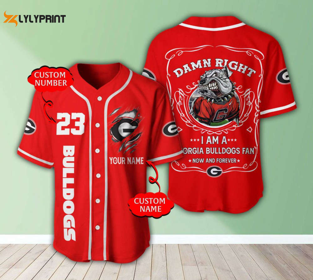 Georgia bulldogs personalized baseball jersey fan gifts